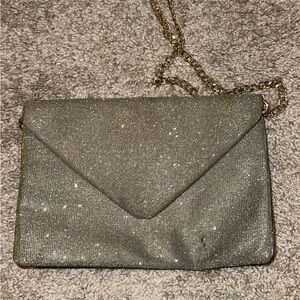 Elegant Silver envelope Clutch Bag - gold